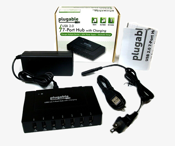 Plugable USB 2.0 7-Port BC 1.2 High Speed Charging Hub with 60W Power  Adapter | SOLOS